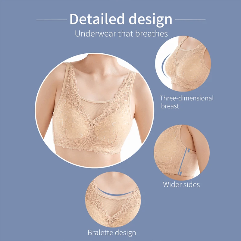 LERVANLA 2076 New Breast Surgery Lace Back Breasted Breast Cancer Patients Silicone Padded Without Steel Ring