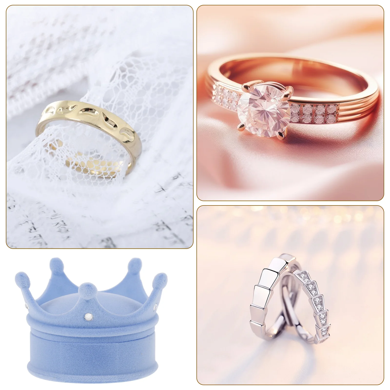 

Crown Shaped Ring Box Elegant Small Jewelry Storage Case Ring Holder Box for Wedding Engagement Proposal Gift Jewelry Holder