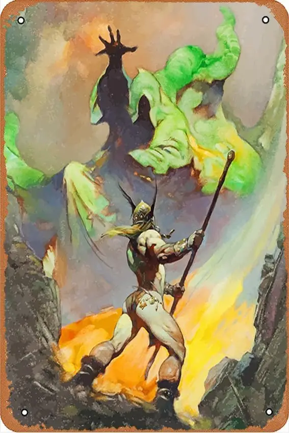 Frank Frazetta Art Posters Retro Metal Signs Vintage Wall Decor Art Tin Sign, 8X12 Inch (20X30 CM)