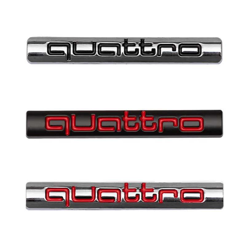 3D Metal Chrome Black Logo Quattro Emblem Decal Car Badge For Audi A3 A5 A4 A6 A7 A8 S1 TT Q3 Q7 Q5 Quattro Sticker Accessories