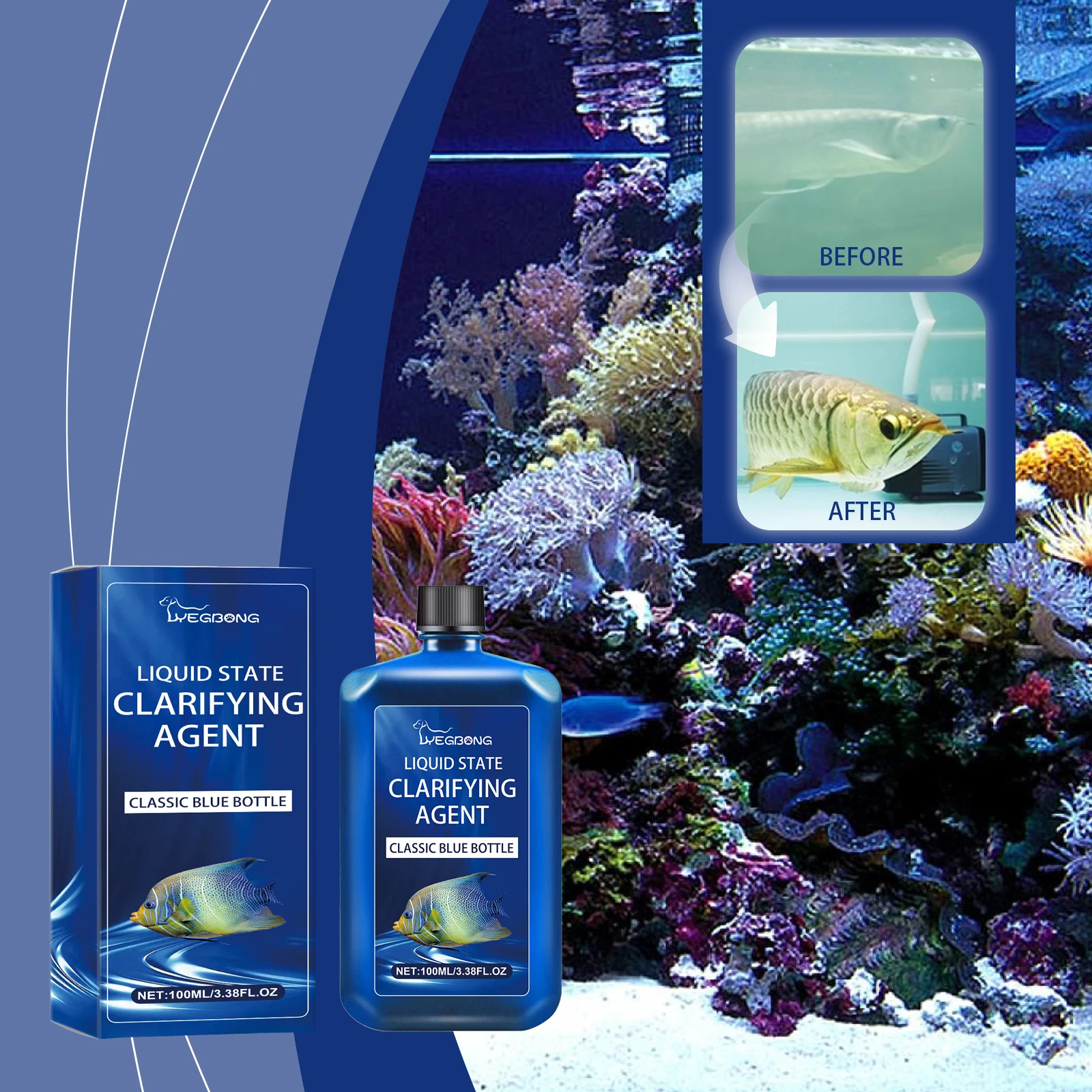 Planted Aquarium Cloudy Water - Aquariumwaterzuiveringsmiddel, verwijdert algenafval, verwijdert wazig geel