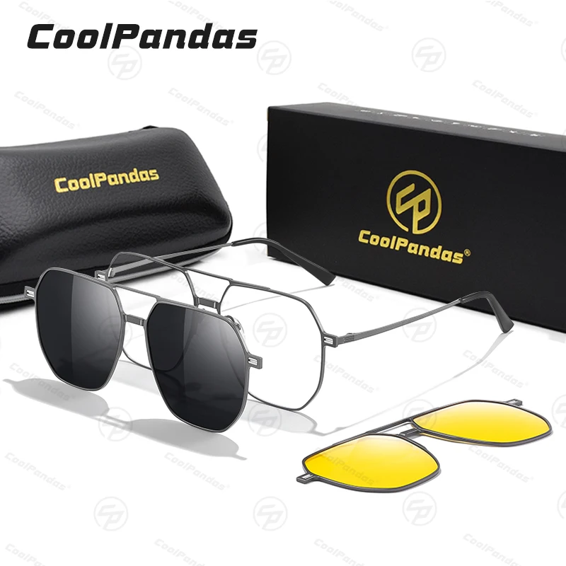 High Quality 3 in 1 Polarized Sunglasses Man Magnetic Clip On Glasses Woman Anti-Blue Light Eyewear Magnet Clip Goggles Unisex