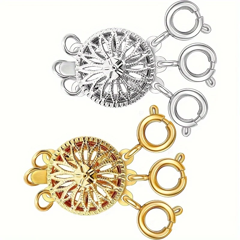 2pcs/4pcs Necklace Layering Clasps Separator for Women 14k Gold & Silver Tangle Free Safety Jewelry Locking Clasp Converter Chai