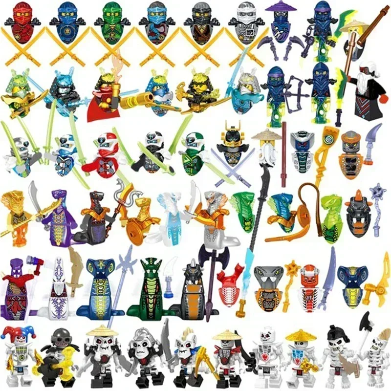 24-teilige Anime-Charaktere Ninja-Figuren Garmadon Jay Lloyd Samukai Cole Harumi Ultra Violet Pyro Snake Baustein Kinderspielzeug
