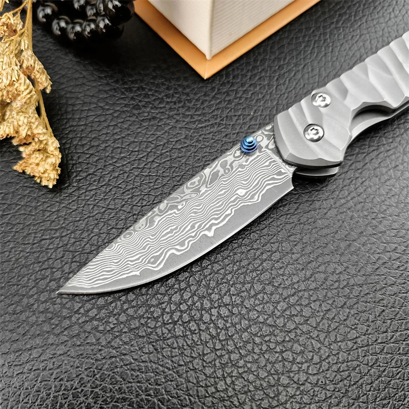 Chris Reeve folding Knife Outdoor Camping Hunting Tactical Pocket EDC pocket knife titanium alloy handle Damascus steel blade