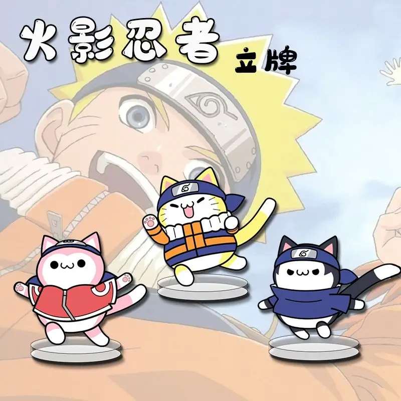 NARUTO Plate Desk Decor Cosplay Cat Standee Uzumaki Naruto Collection Ornament Accesorios Uchiha Sasuke Acrylic Doll Sakura Gift