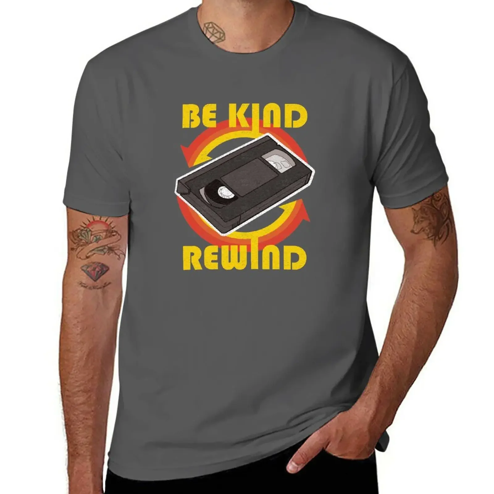 

Be Kind, Rewind T-Shirt sports fans Aesthetic clothing oversized t shirt men