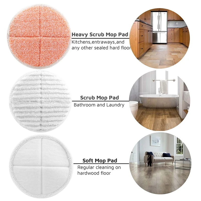 Set di ricambio per cuscinetti per scopa a vapore per Bissell Spinwave 2039A 2124: 4 cuscinetti per Scrub pesanti, 2 cuscinetti morbidi, 2 Scrubby