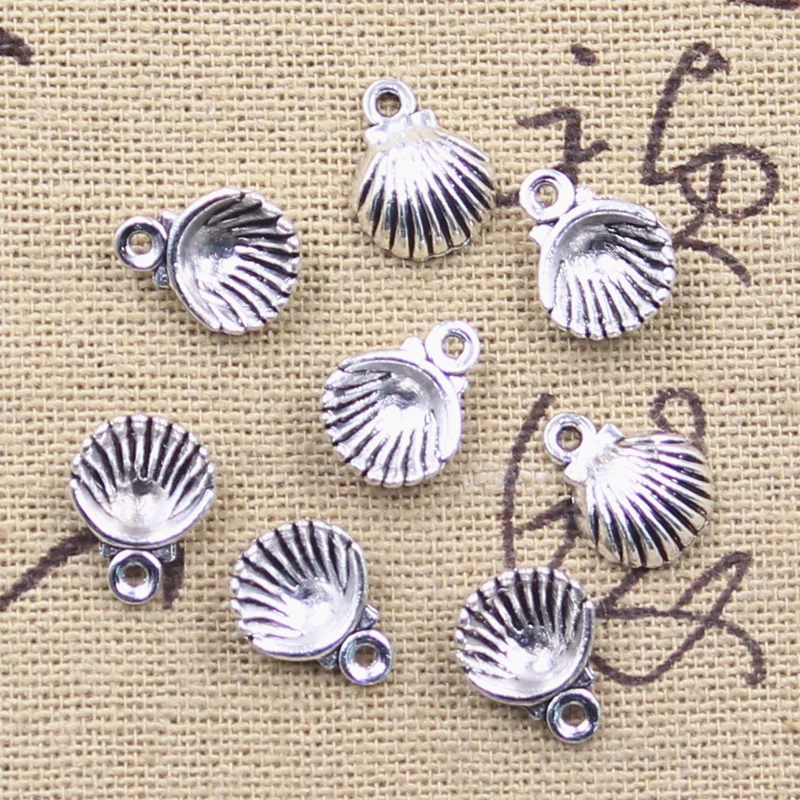 50pcs Charms Shell Conch 12x9mm Antique Silver Color Pendants Making DIY Handmade Tibetan Finding Jewelry