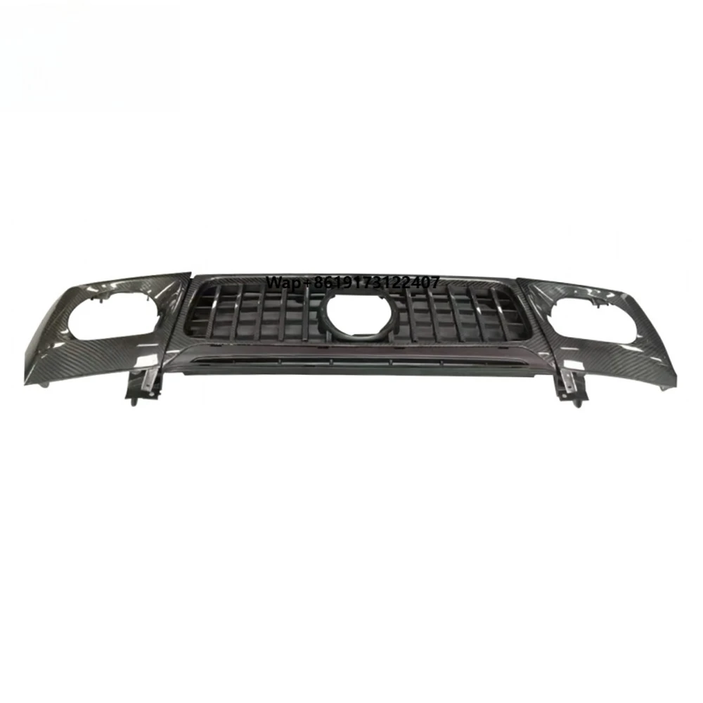 2019+ G CLASS W464 G500 G63 G400 Car Facelift Tuning Set Grille + Headlight Covers Center Grill Head Lamp Covers Carbon Black