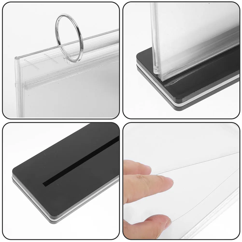 

2pcs Multipage Flip Menu Display Stand For Restaurants Transparent Desktop Sign Holder Freestanding Acrylic Poster Stand