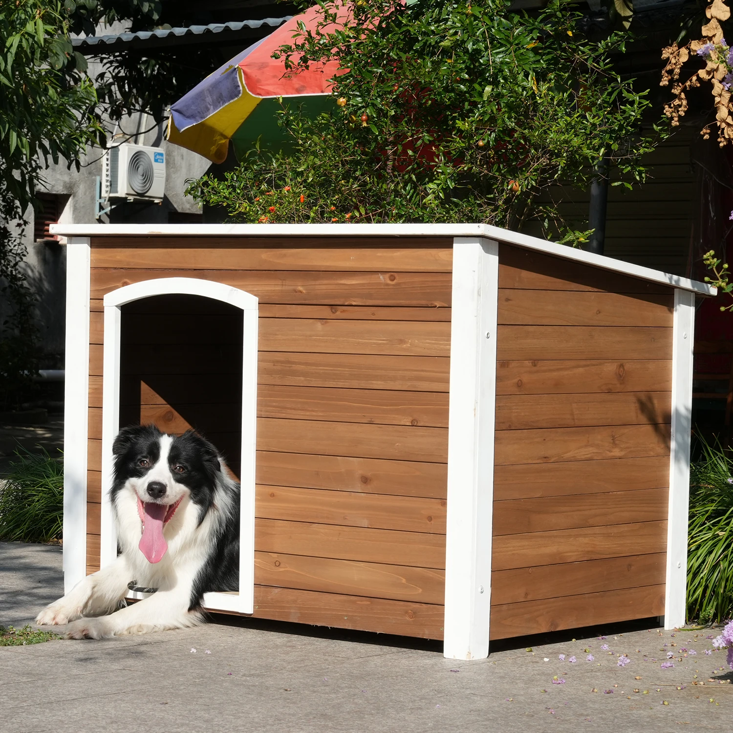 

Уличный домик для домашних животных, всесезонный деревянный питомник, уличная непромокаемая клетка для собак, домик для собак, питомник, защита от солнца, большая собака