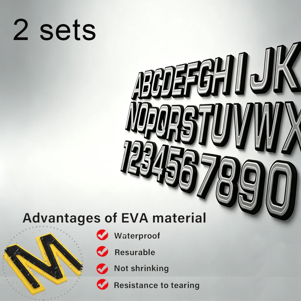 

3D EVA Marine Letter & Number Registration Set, 2 CF Number Stickers, 3 Inch Boat Decals, Self-Adhesive for Motorboat PWC Sailbo
