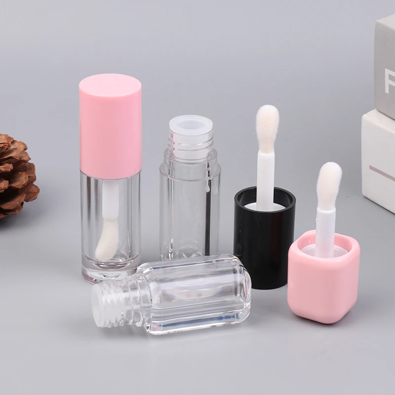 6ML Empty Transparent Lip Gloss Tubes Big Brush Plastic Lip Balm Tube Lipstick Mini Sample Cosmetic Container Sample Bottle