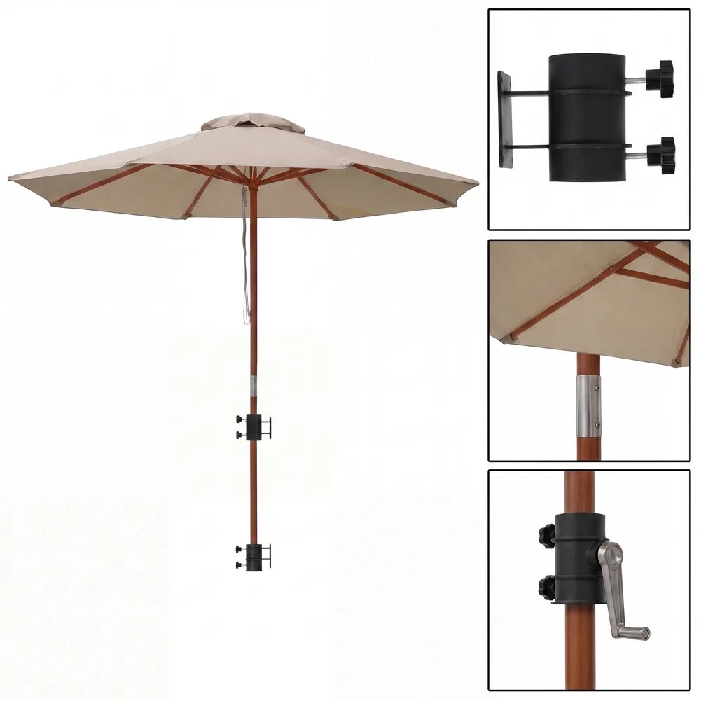 Outdoor Umbrella Support Stand Designed Specifically for Deck Railings with Metal Construction for Weather Resistance