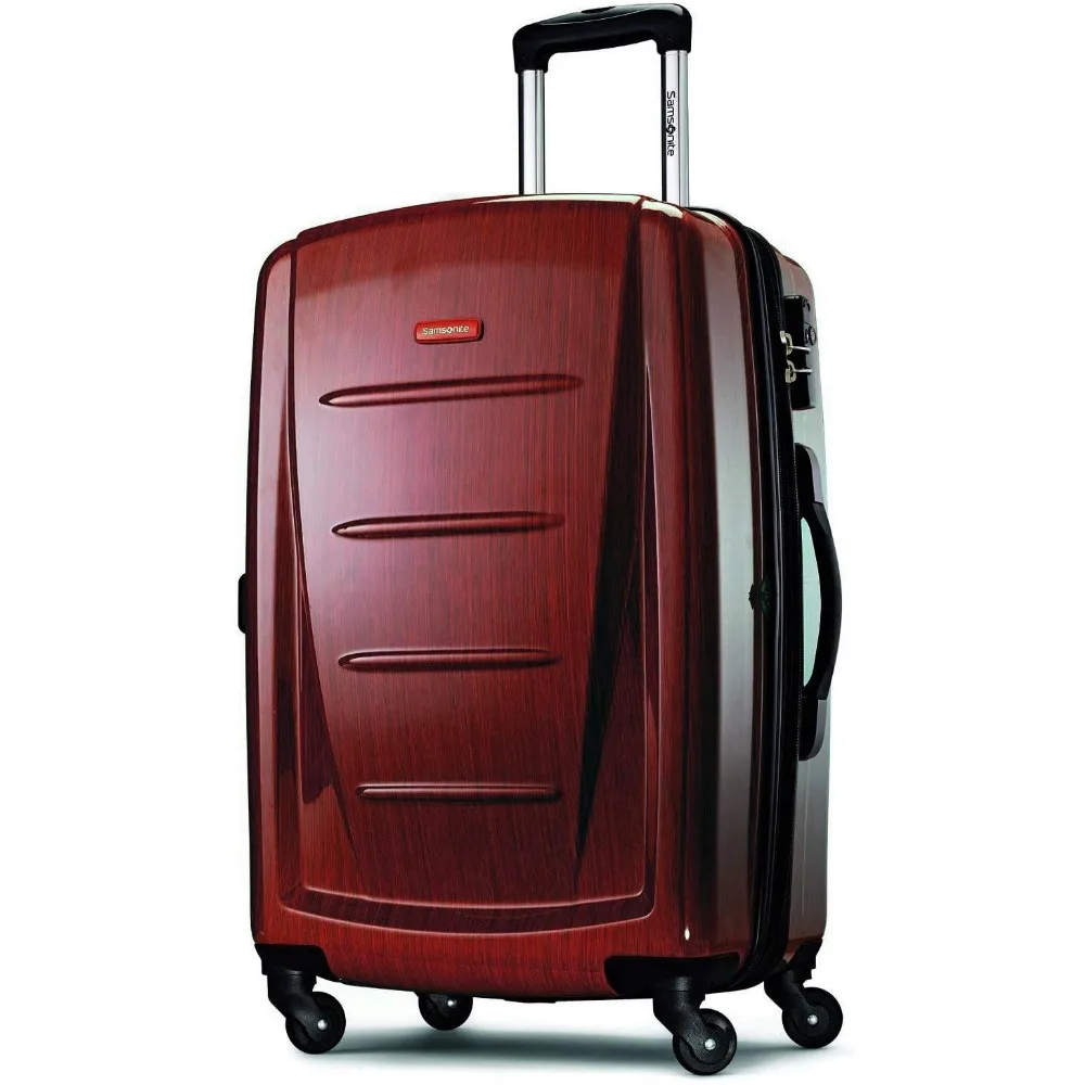 Medium Burgundy Expandable Spinner Luggage with Hardside, 24-Inch, Ideal for Travel and Checked Luggage