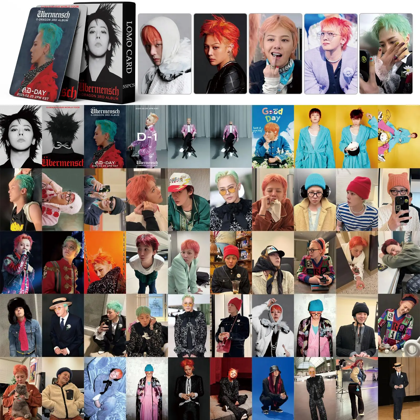 55Pcs/Set G-DRAGON Idol Boy New Album Übermensch Series Lomo Cards HD Printd Photocards High Quality Photo Fans Collection Gifts