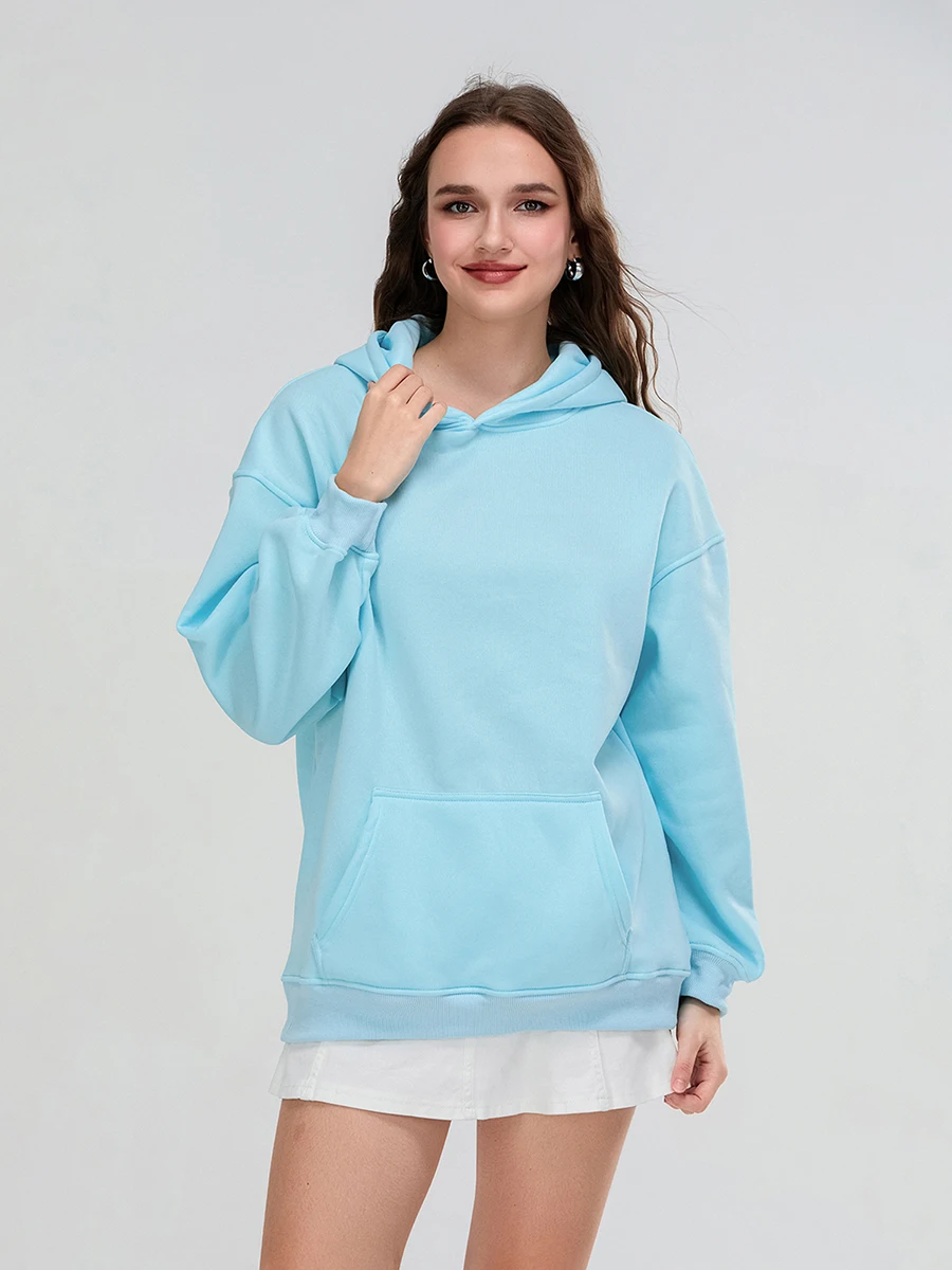 Women s Loose Hoodies Letter Embroidered Hooded Long Sleeve Sweatshirts Pullovers Fall Winter Casual Tops