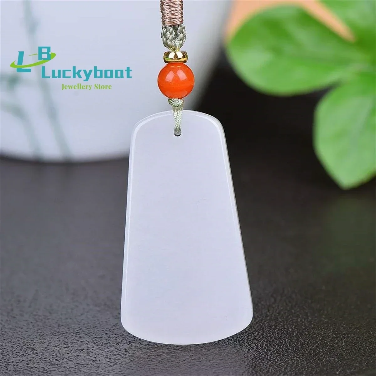 Natural Gold Silk Sheep Fat White Jade Wushi Brand Pendant Simple and Personalized Fashion Versatile for Men and Women