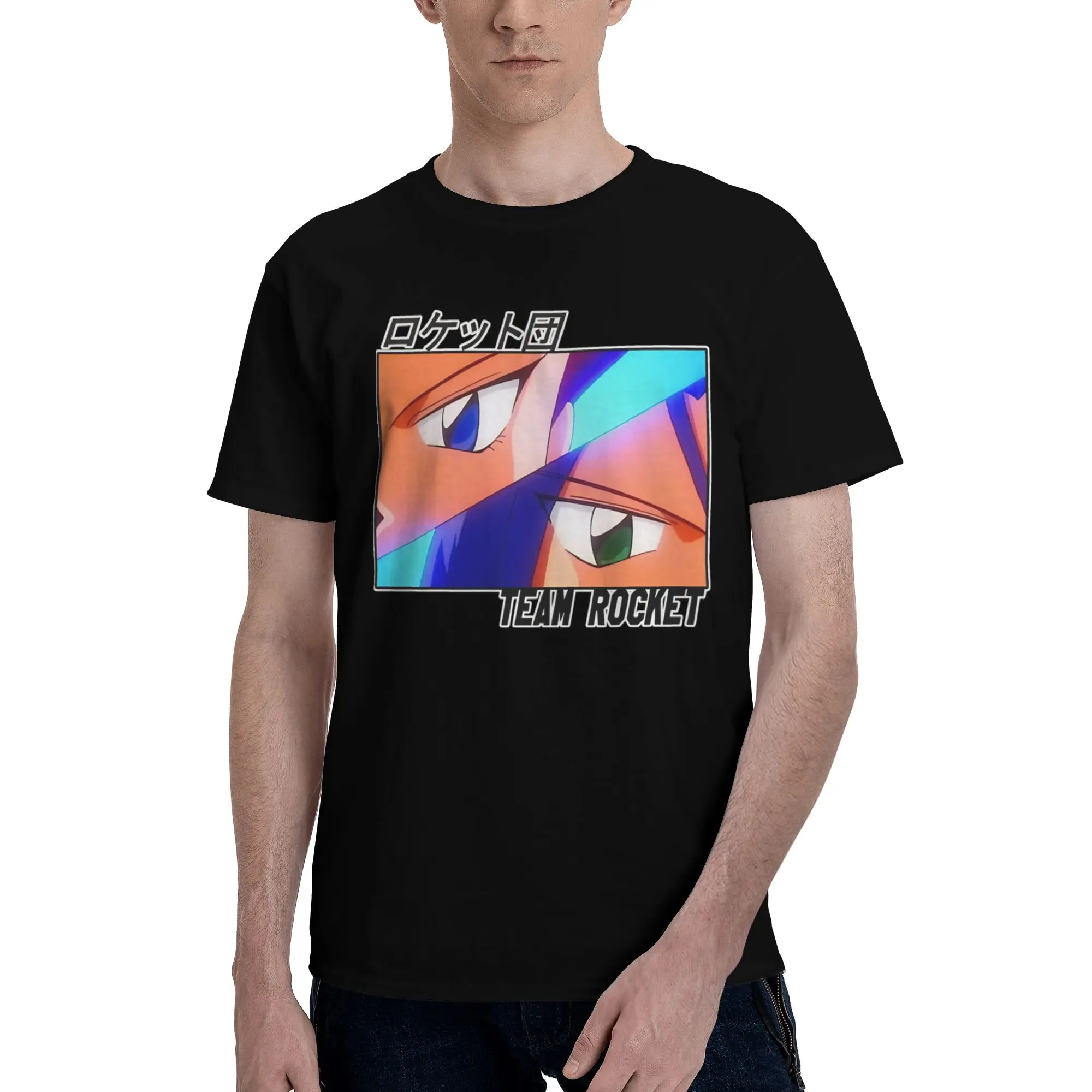 Team Rocket Aesthetic Men's T Shirts Pokemon Cool Tees Short Sleeve Crew Neck Cotton Printed Clothing T-Shirt