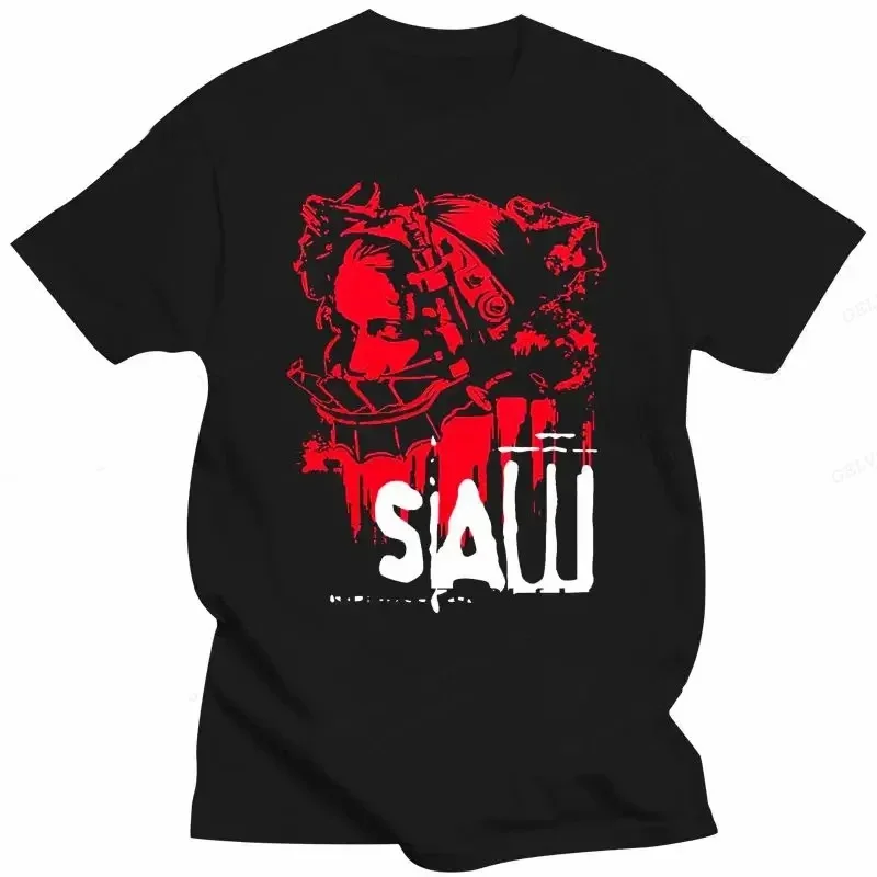 Movie SAW Horror Head Torture T Shirt Men Women Fashion Cotton T-shirt Vintage Clothes O-Neck Tees Horror Harajuku Tops 70286