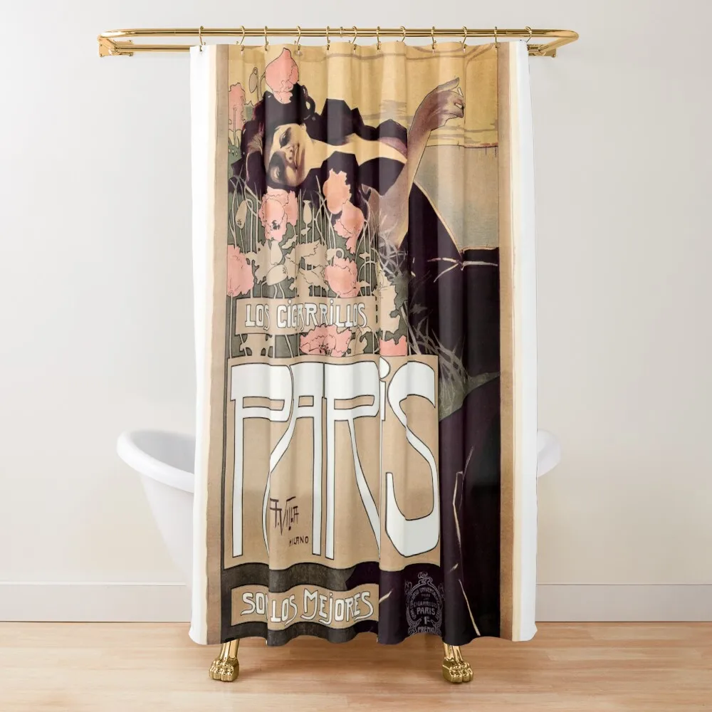 

LOS CIGARRILLOS PARIS The Best 1901 by Art Nouveau Artist Aleardo Villa Shower Curtain Anime Bathroom For Bathroom Curtain