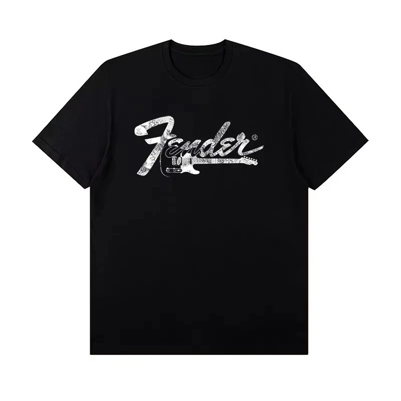 2025 Summer New Fashionable Casual Fanta Jimi Hendrix Fanta Electric Guitar Printed Pattern Men's Short-sleeved T-shirt Street