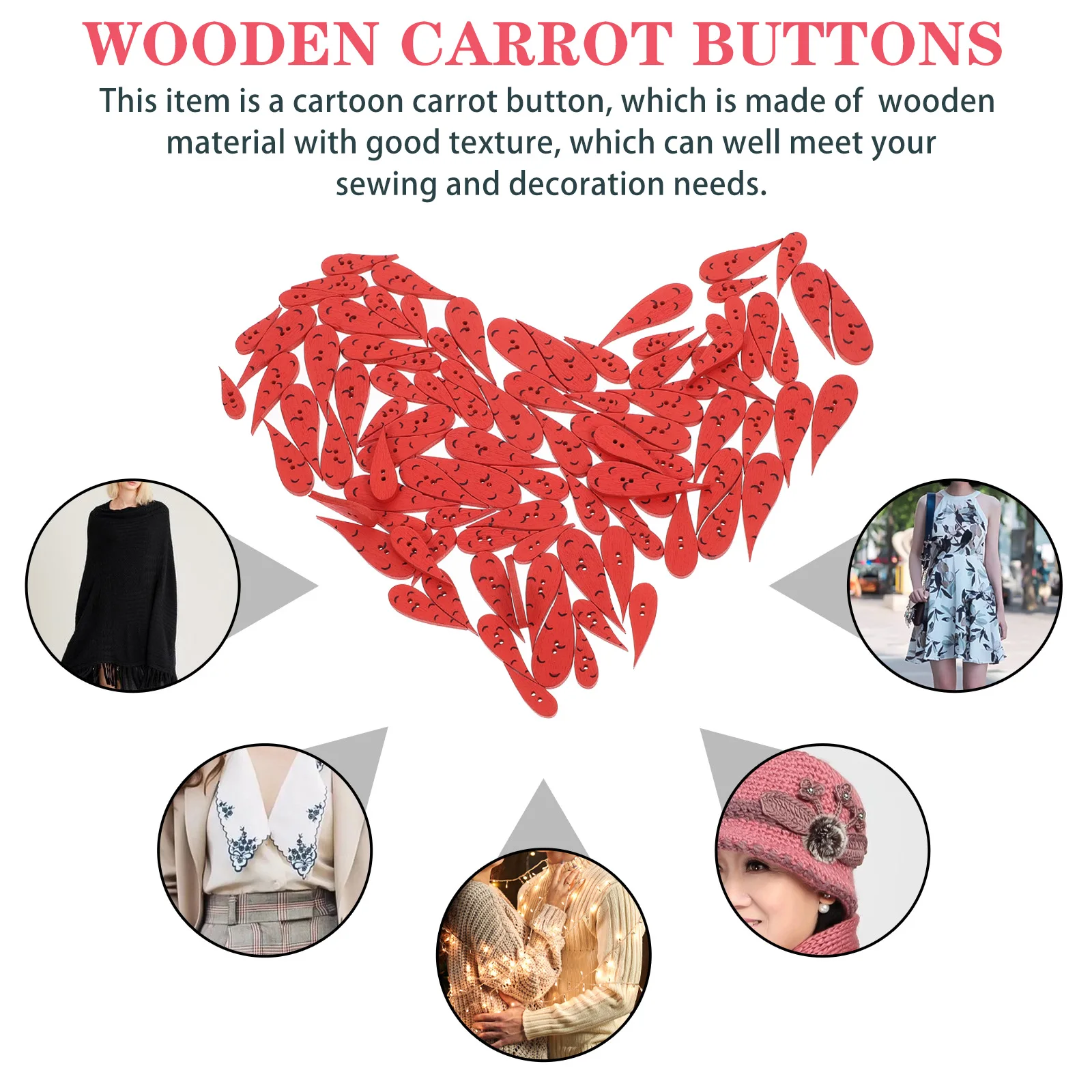 

200 Pcs Carrot Nose Buttons Wooden Craft Supplies 1 9 3 2cm Red Tone Snowman Nose Decor DIY Clothing Accessories