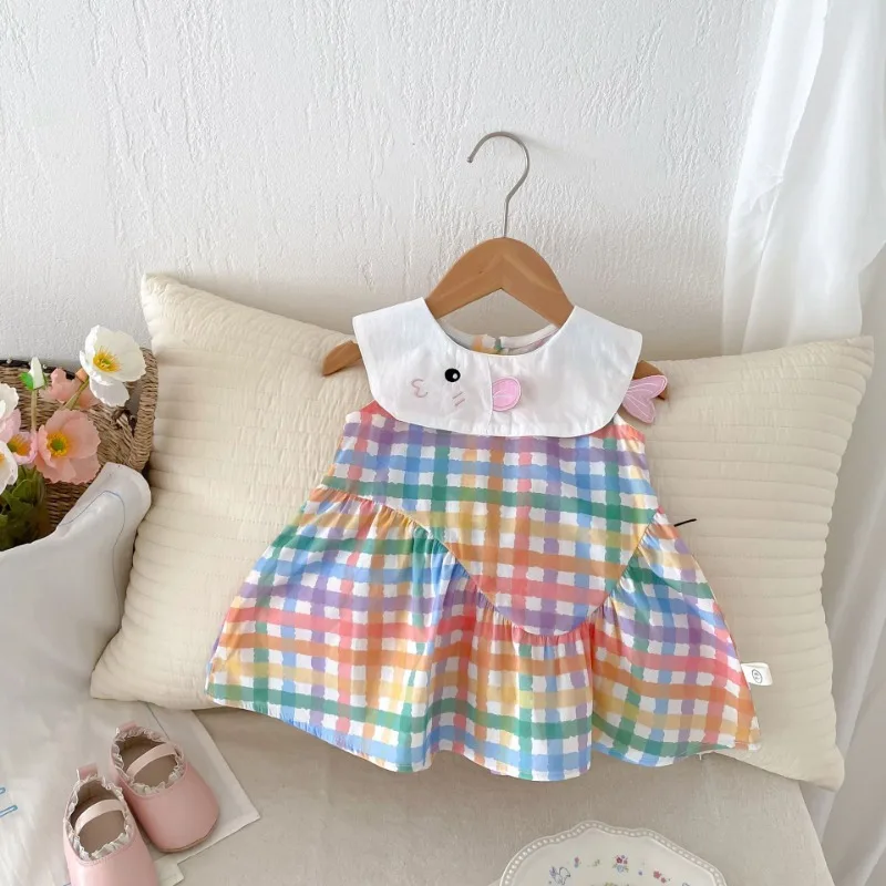 

Kids Girls Plaid Dress 0-5-year-old Summer Children Clothing Baby Girl Super Cute Vest Dress Newborn Skirt