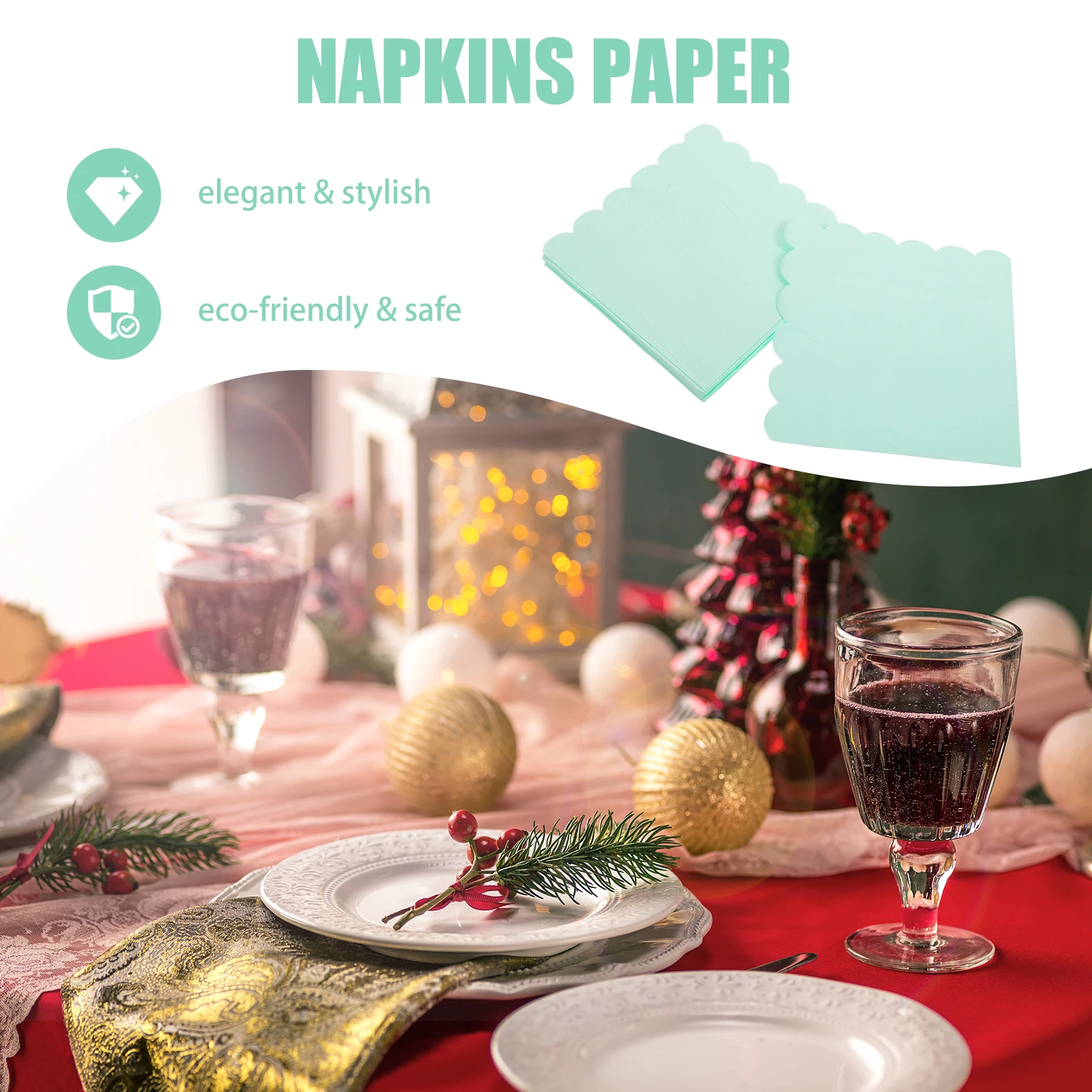 Tovaglioli in tessuto con bordo ondulato usa e getta eleganti per matrimoni, cene, banchetti, Natale, assorbenti e impermeabili