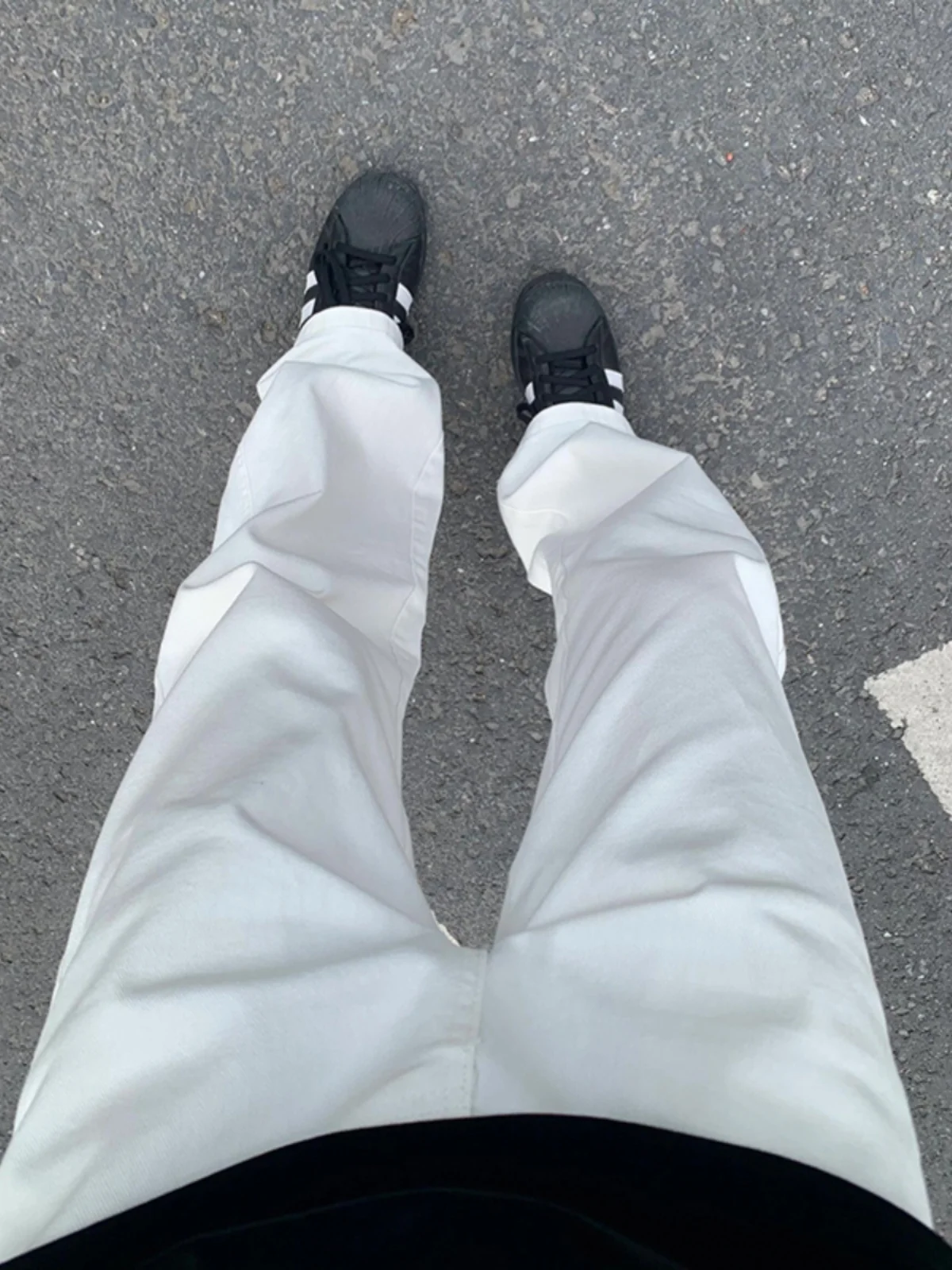 

Elastic Slimming Pearl White Jeans Men's Summer Trendy Casual Pants American Retro Flared Straight Leg Denim Jeans
