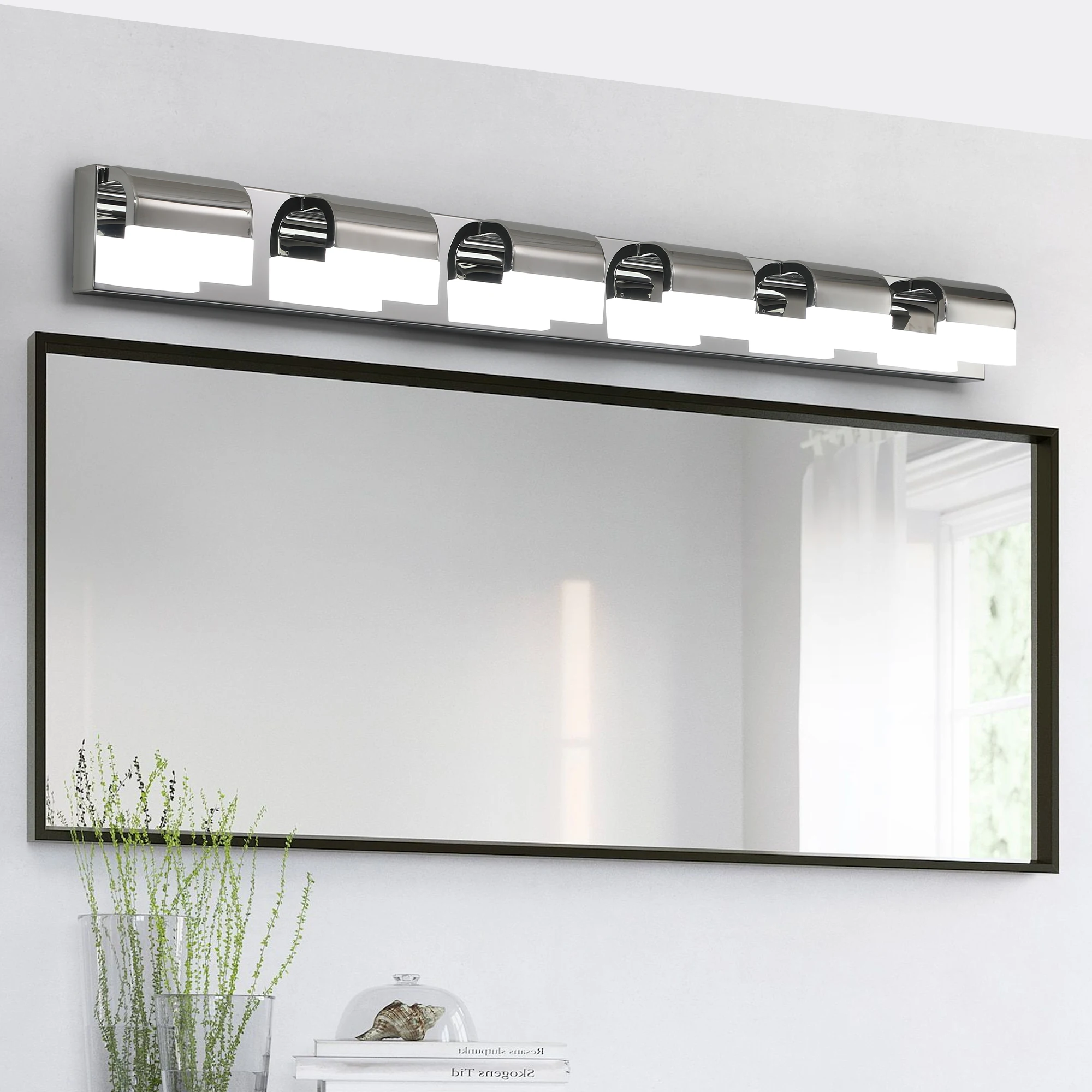 

Modern Bathroom Vanity Lighting 3~6 Light Chrome LED Vanity Lights Over Mirror Bath Wall Lighting 6000K Cool Whtie