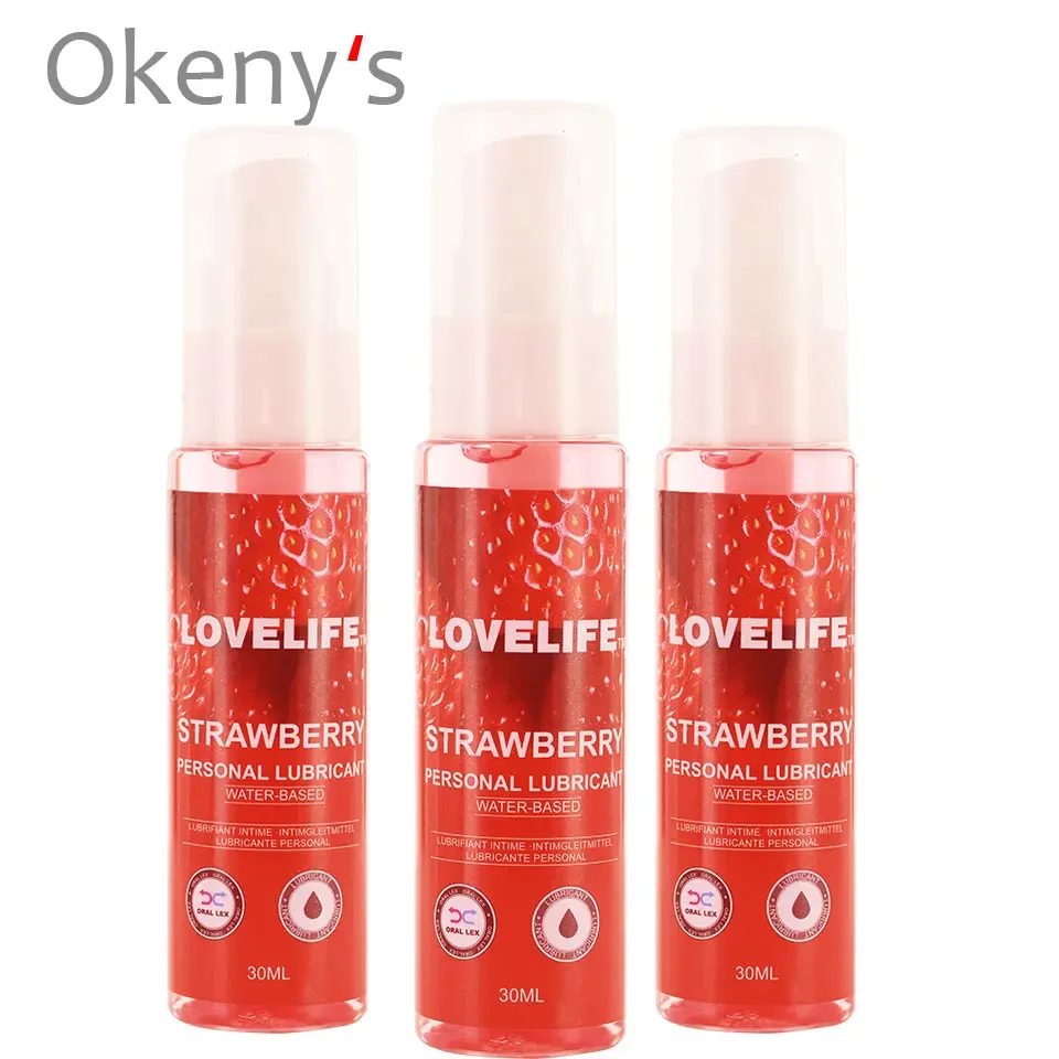 30ml Strawberry Flavor Edible Lubricant for Anal Vaginal Oral Sex Silicone Lubricating Oil Adult Sex Products Body Massage Gel