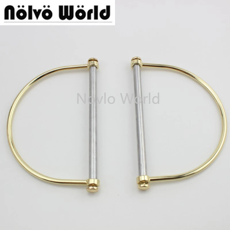 2-10-20 pieces 12X8cm Alumium pipe semicircle light gold metal Big D ring for ladies bags handbags pen handle frame