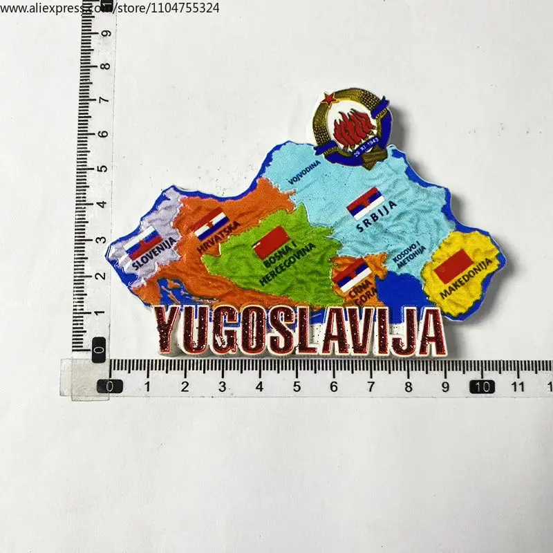 [3D Painting] Yugoslavia Tourism Memorial Crafts Creative Map Style 3D Painting Refrigerator Sticker Gift