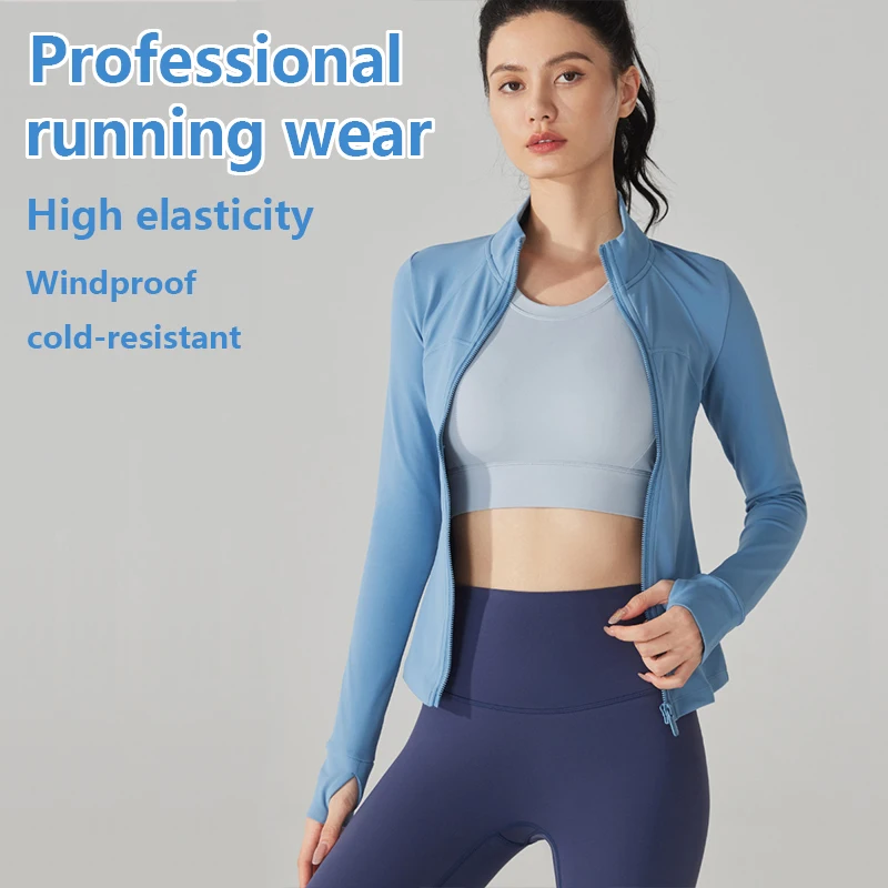 

Autumn and winter women's yoga wear, long sleeves, warm and cold-proof running jacket,Sports Windproof Suit, tight gym wear