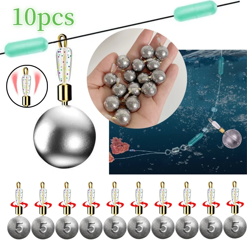 10 Stück Running Sinker für Jigging, schnell verschiebbar, abnehmbares Bleigewicht für Handstange/Floßangeln, Anti-Tangle-Angelgerät – Detail 1