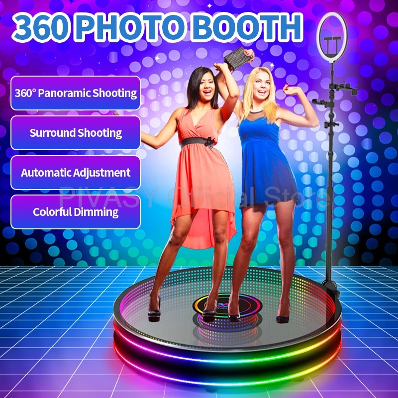 

360 фотобудка, автоматическая селфи-машина, 360 камера, стеклянная стойка, Автоматическое вращение, с полетной фотографией, для детской свадьбы