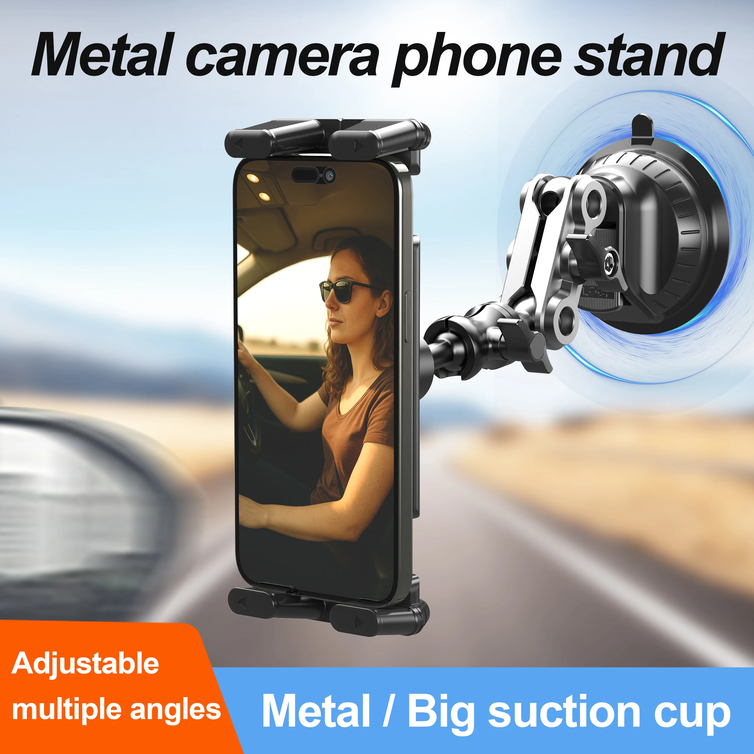 Universelle Autohalterung aus Aluminiumlegierung, verstellbarer Magic Arm für Videoaufnahmen und Vlog-Filmen, für 4"-15" Smartphones und Tablets – Detail 2