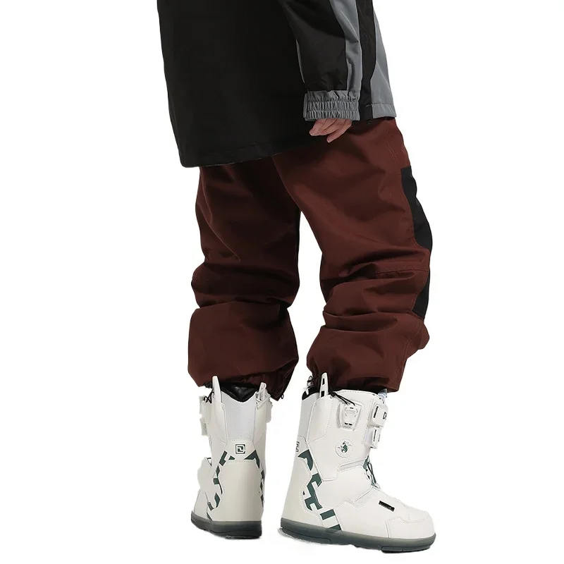 Pantalones de esquí para snowboard con cordones, sueltos, impermeables, transpirables, color cálido, herramientas a juego para hombres y mujeres