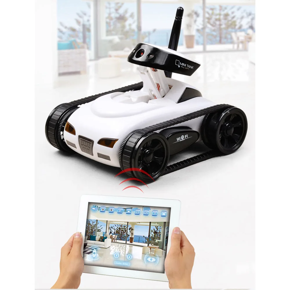 Cámara RC tanque FPV WIFI calidad en tiempo Real Mini coche RC cámara HD vídeo Control remoto Robot coche aplicación inteligente juguetes inalámbricos