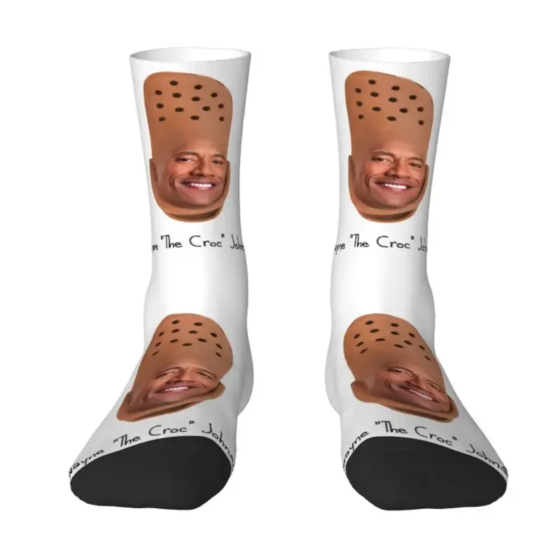 Dwayne The Croc Johnson Men Women Crew Socks Unisex Funny 3D Print Dress Socks