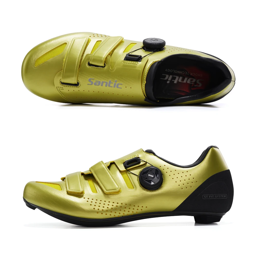 Santic buty rowerowe z włókna węglowego odporne na zużycie odkryte tenisówki do jazdy szosowej regulowane buty na rower szosowy unisex mężczyźni