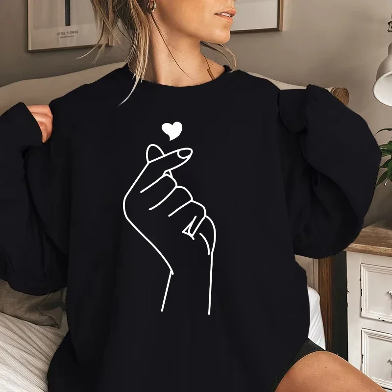 Womens O 넥 탑 하트 프린트 스웨트 캐주얼 조깅 풀오버 매일 통근 파티 의류 Hot Sales Loose Tracksuit 2025