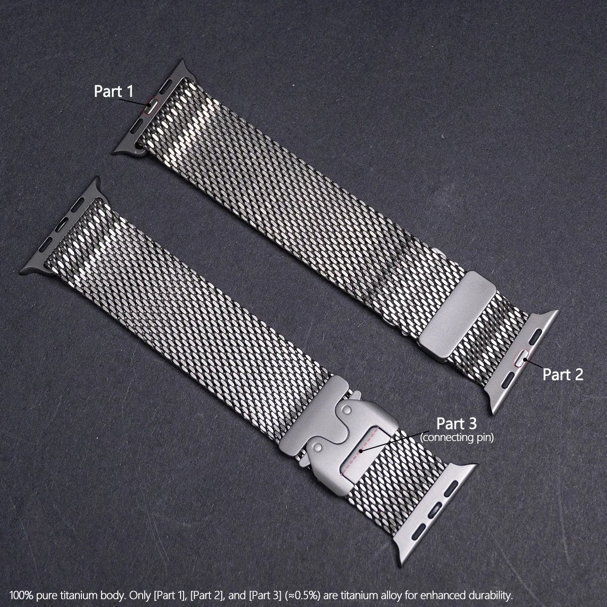 Pure Titanium Band for Apple Watch Ultra 2 49mm Series 10 9 8 7 6 5 Titanium Milanese Loop for IWatch Secure Parachute Buckle