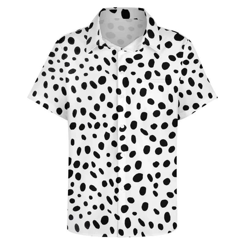 Cão Dálmata Blusas impressas 3D para homens, camisas gráficas simples, roupas casuais, amor animal masculino, botão de manga curta, tops Y2k