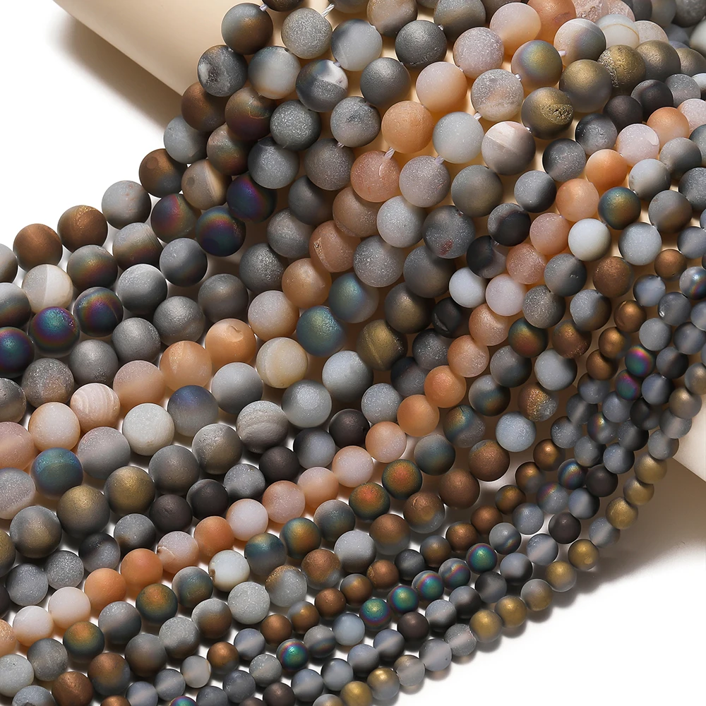 

1 Strand 6 8 10mm Electroplating AB Color Agate for DIY Earing Bracelet NecklaceJewelry Making Accessories