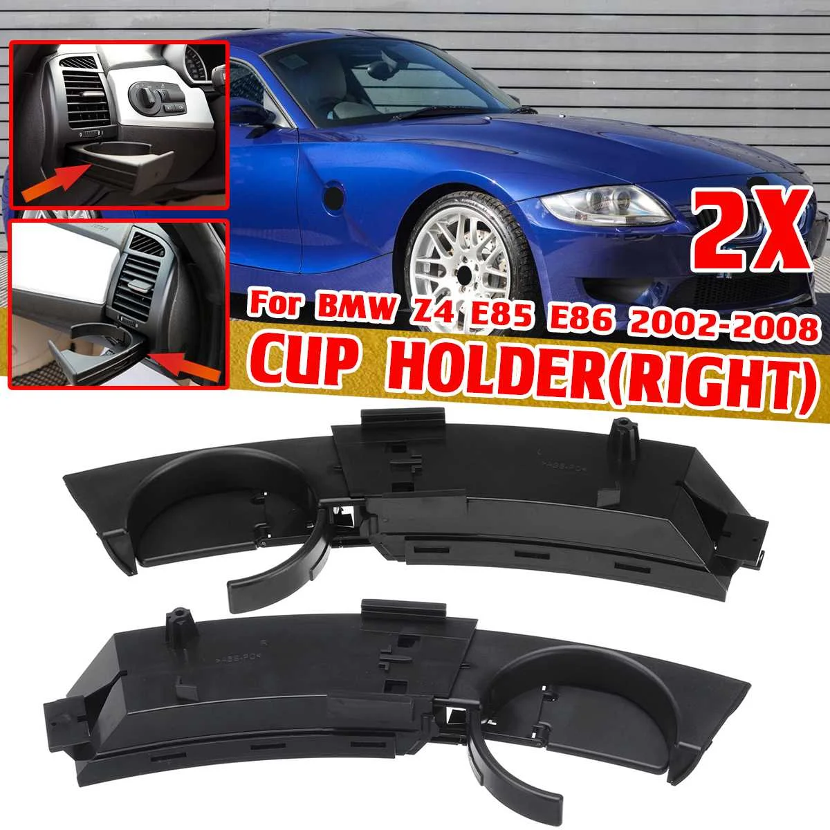 

High Quality Car Front Drinks Water Cup Holder Dashboard Set For BMW Z4 E85 E86 2002-2008 51457070323 51457070324 Drinks Holders