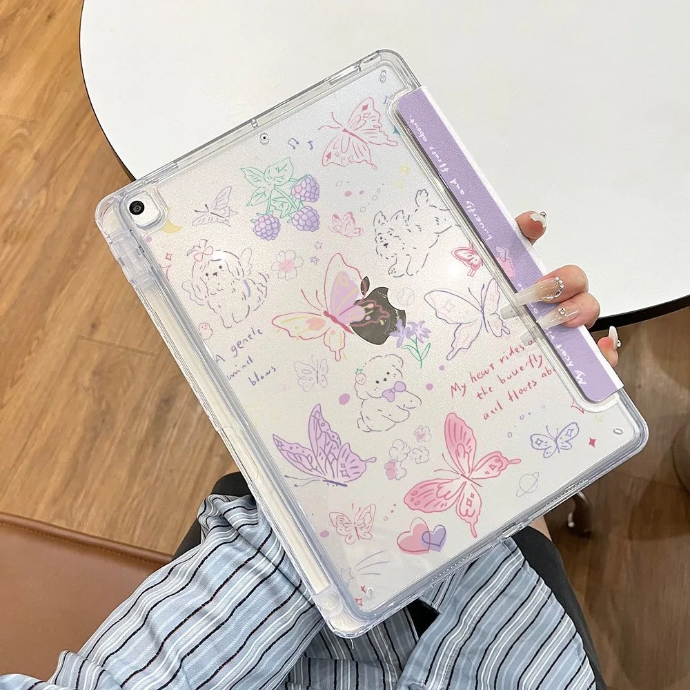 

Милый чехол для планшета с бабочкой для iPad Air4/5/6 10,9 дюйма, для iPad Pro 12,9, чехол MiNi 4/5/6, с держателем для ручки, чехол для автоматического пробуждения/сна