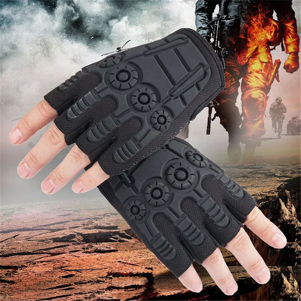 New Tactical Half Finger Gloves Men Women Split Finger Gloves Outdoor Sport Cycling Mittens Camouflage Fighting Fitness Tool